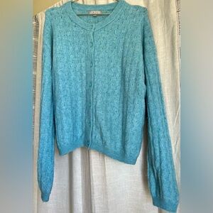 J.Crew Dusty Teal Cardigan Sweater | Size L | Button Front Knit